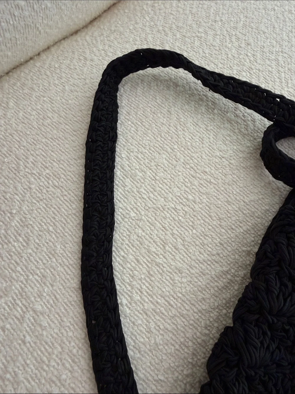Vintage Black Floral Crocheted Drawstring Backpack Pockets Shoulder Straps Y2K